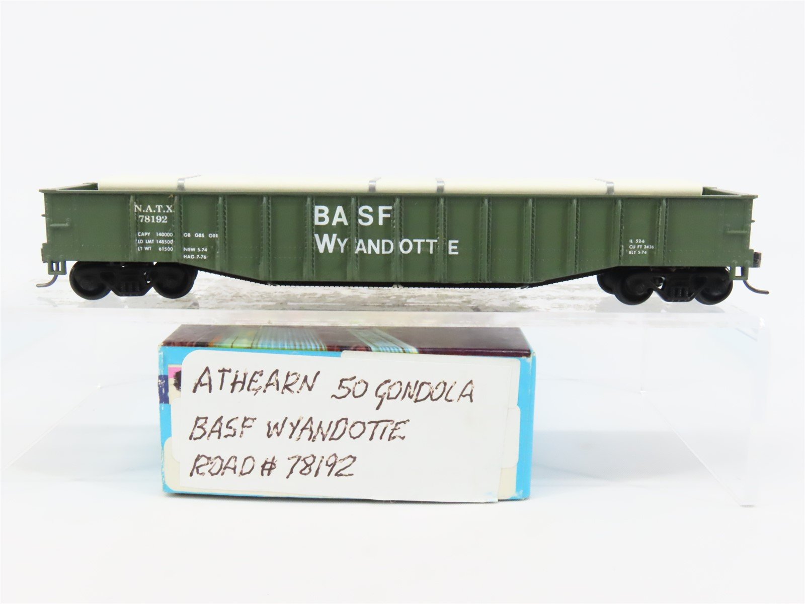 HO Scale Athearn NATX BASF Wyandotte 50' Gondola Car #78192 Pro Custom w/ Load