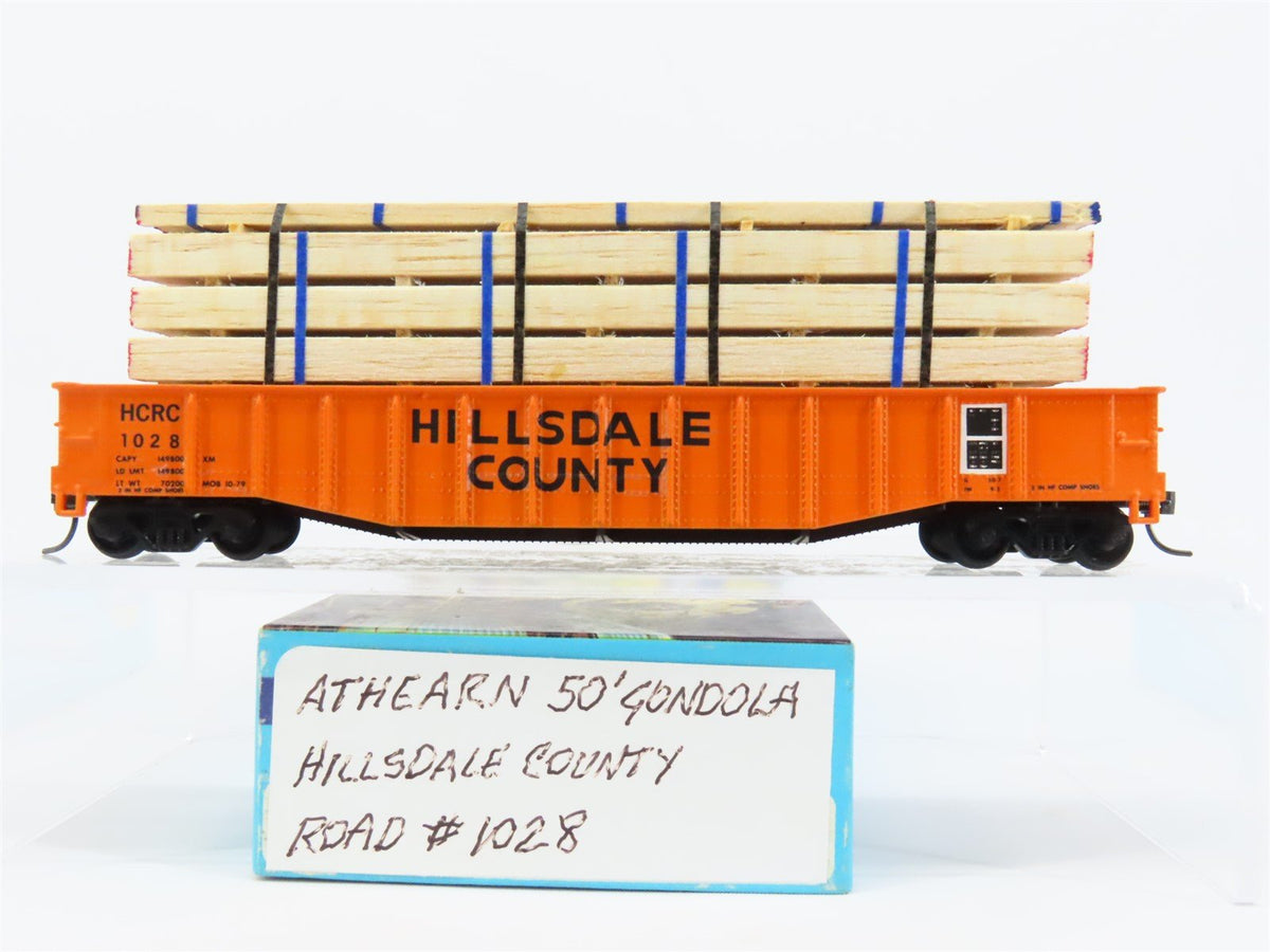 HO Scale Athearn HCRC Hillsdale Cty 50&#39; Gondola Car #1028 Pro Custom w/ Load