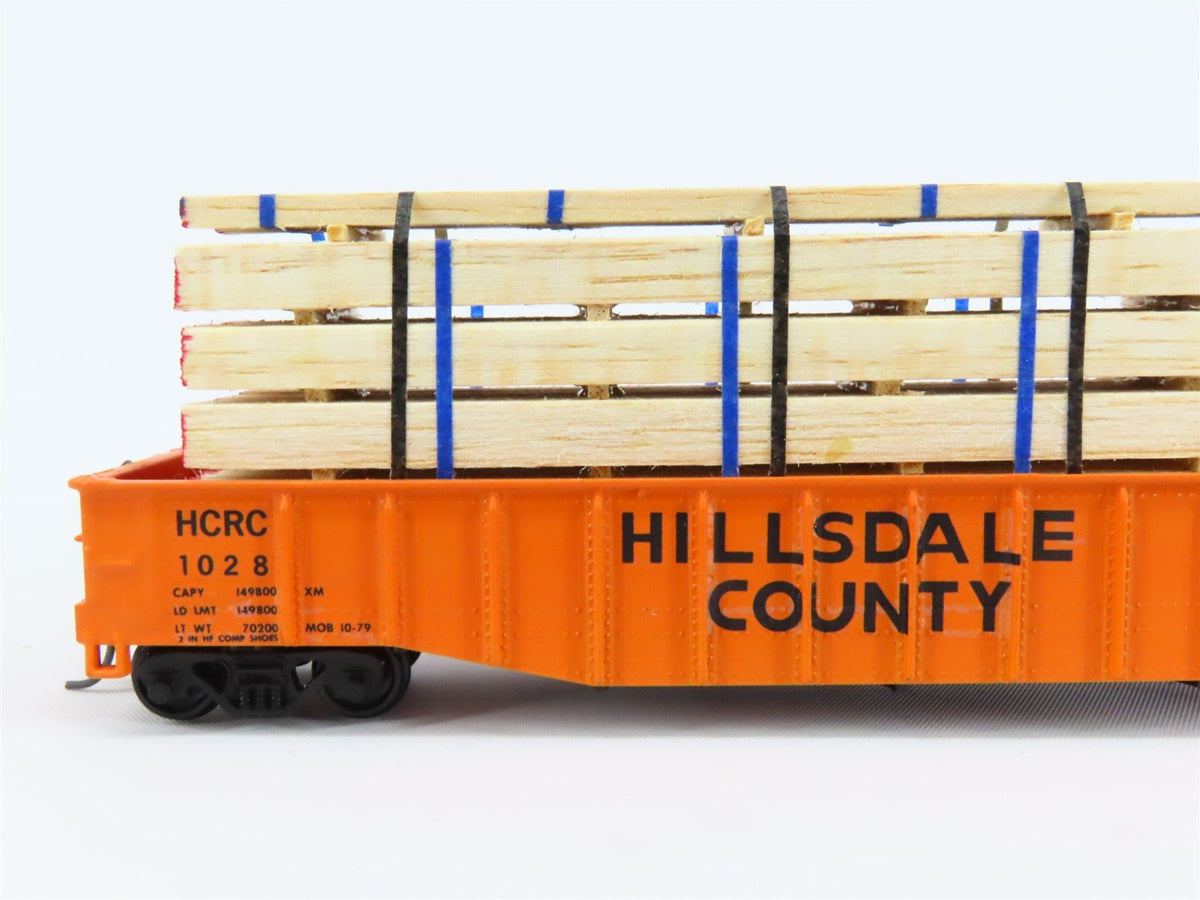 HO Scale Athearn HCRC Hillsdale Cty 50&#39; Gondola Car #1028 Pro Custom w/ Load