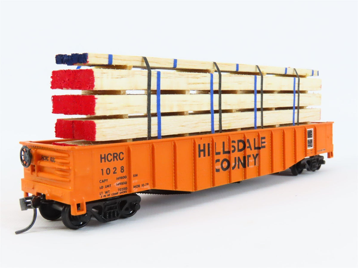 HO Scale Athearn HCRC Hillsdale Cty 50&#39; Gondola Car #1028 Pro Custom w/ Load