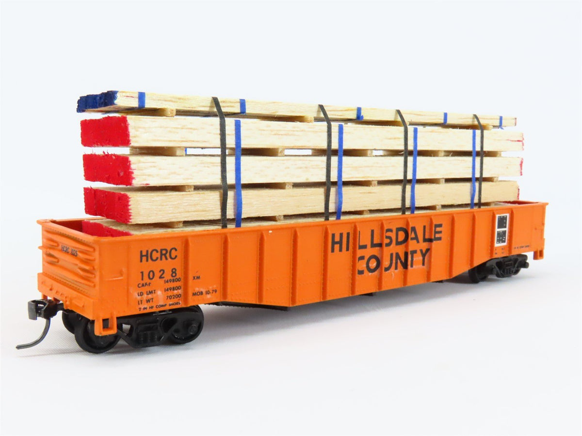 HO Scale Athearn HCRC Hillsdale Cty 50&#39; Gondola Car #1028 Pro Custom w/ Load