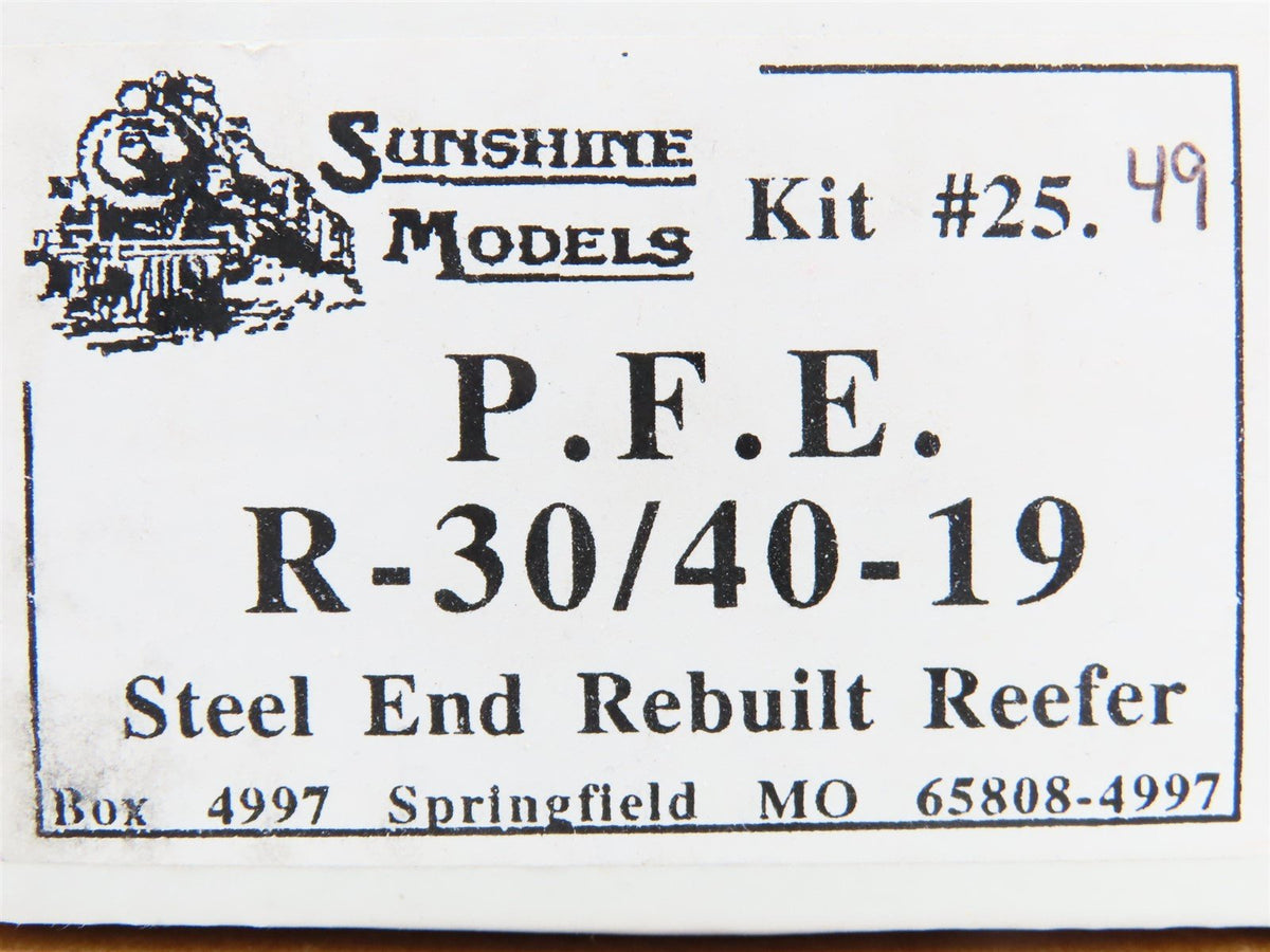 HO Sunshine Resin Kit #25.49 Undecorated PFE Pacific Fruit Exp R-30/40-19 Reefer