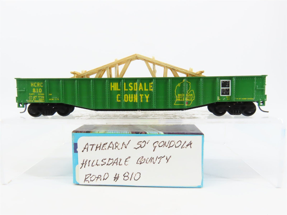 HO Scale Athearn HCRC Hillsdale Cty 50&#39; Gondola Car #810 Pro Custom w/ Load