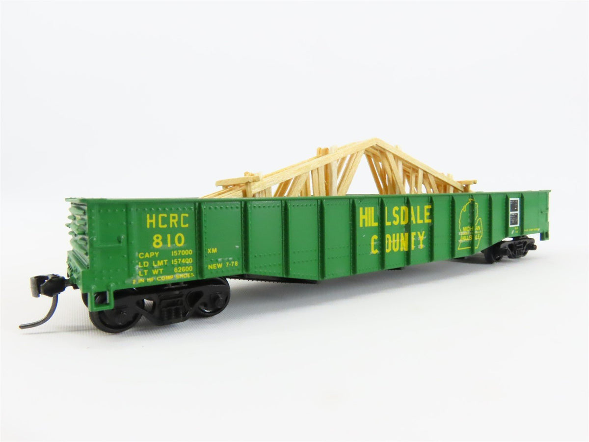 HO Scale Athearn HCRC Hillsdale Cty 50&#39; Gondola Car #810 Pro Custom w/ Load