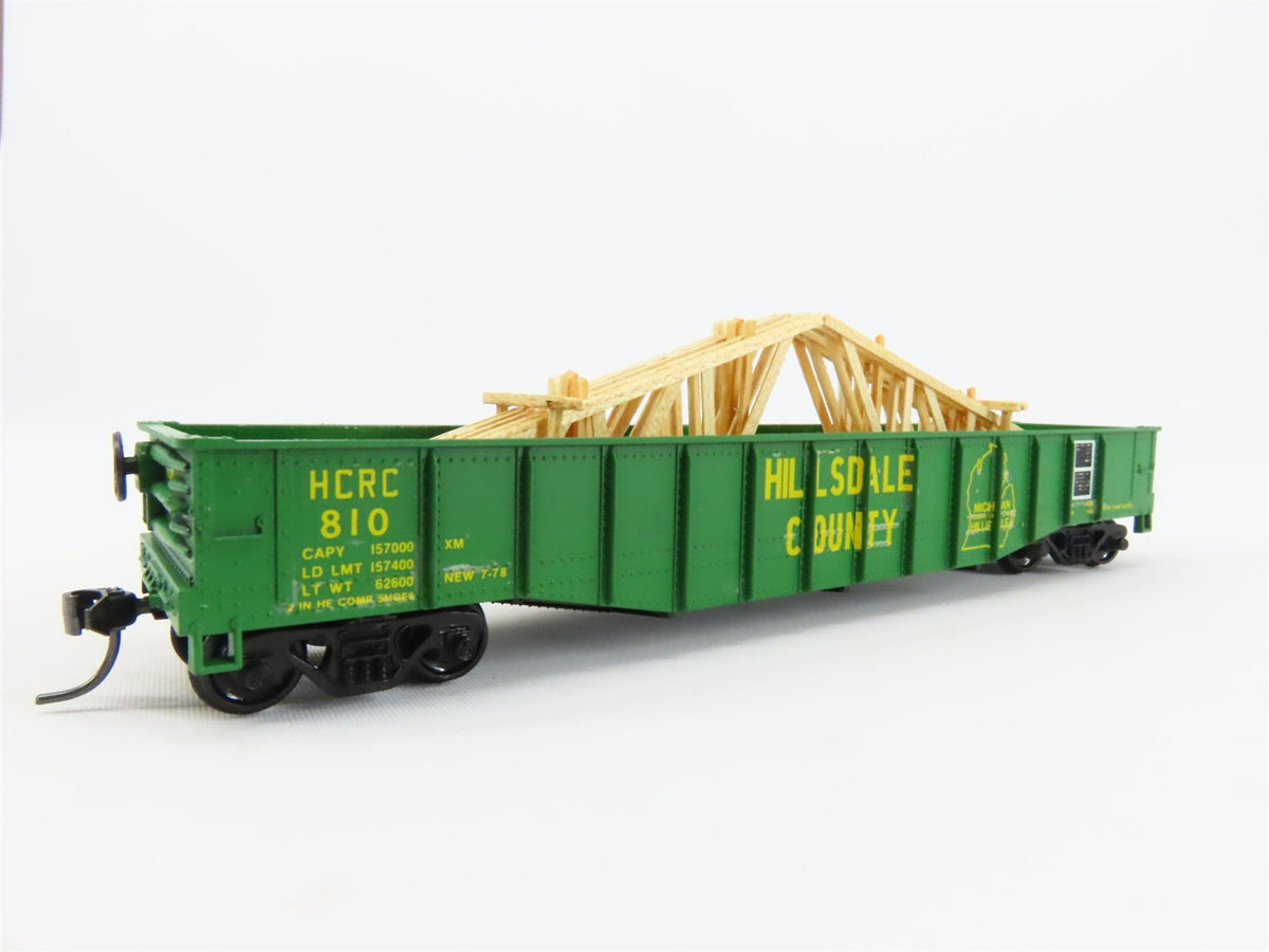 HO Scale Athearn HCRC Hillsdale Cty 50&#39; Gondola Car #810 Pro Custom w/ Load