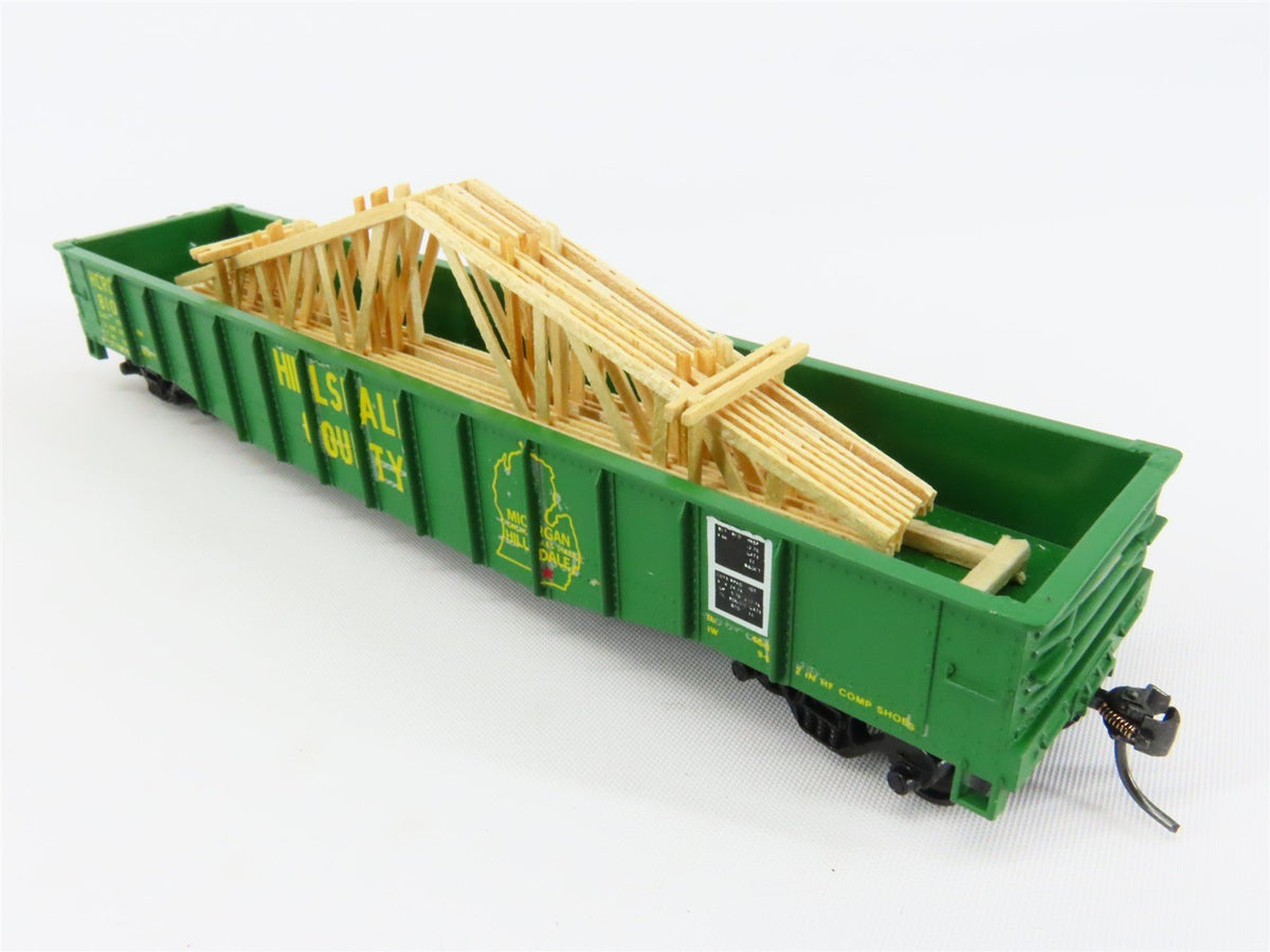 HO Scale Athearn HCRC Hillsdale Cty 50&#39; Gondola Car #810 Pro Custom w/ Load