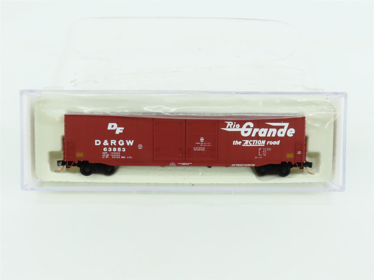 N Scale Atlas 36821 D&amp;RGW Rio Grande Railroad 60&#39; Double Door Box Car #63853