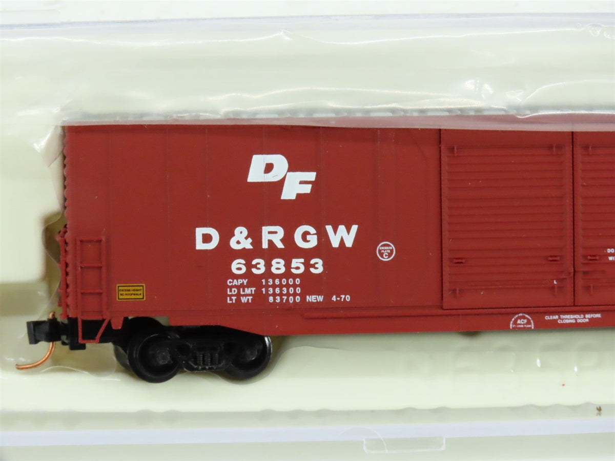 N Scale Atlas 36821 D&amp;RGW Rio Grande Railroad 60&#39; Double Door Box Car #63853