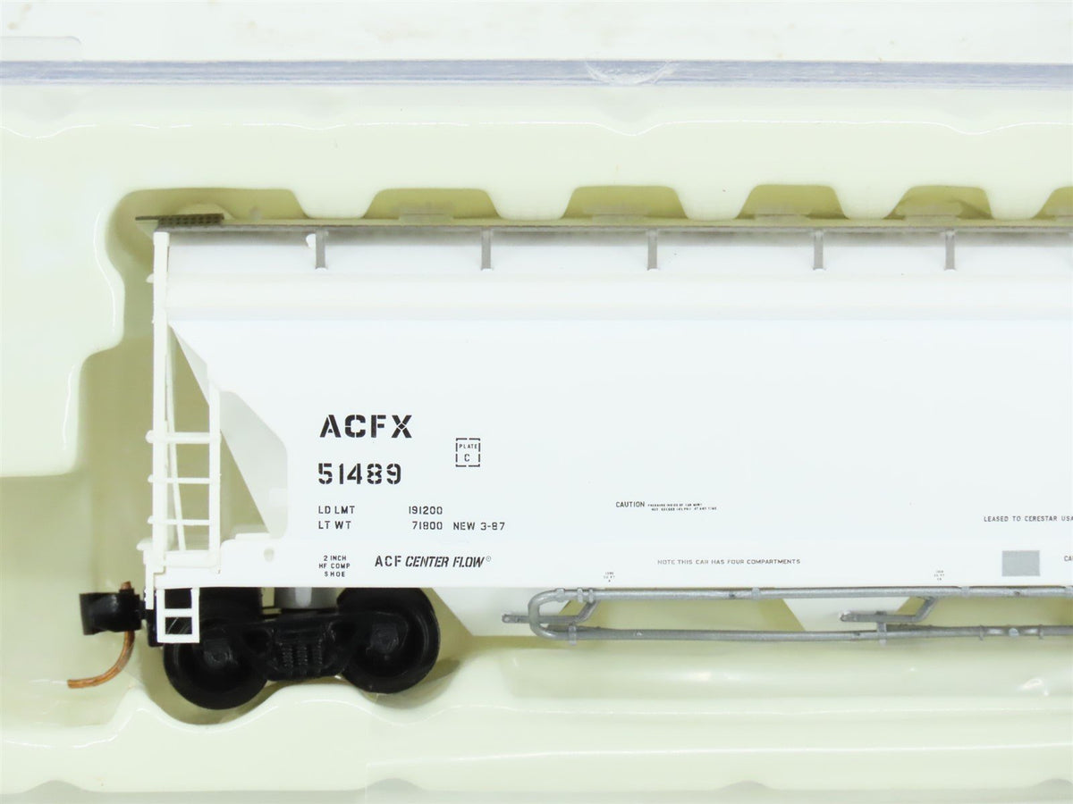 N Scale Atlas 40021 ACFX Cerestar ACF Center Flow 4-Bay Hopper #51489