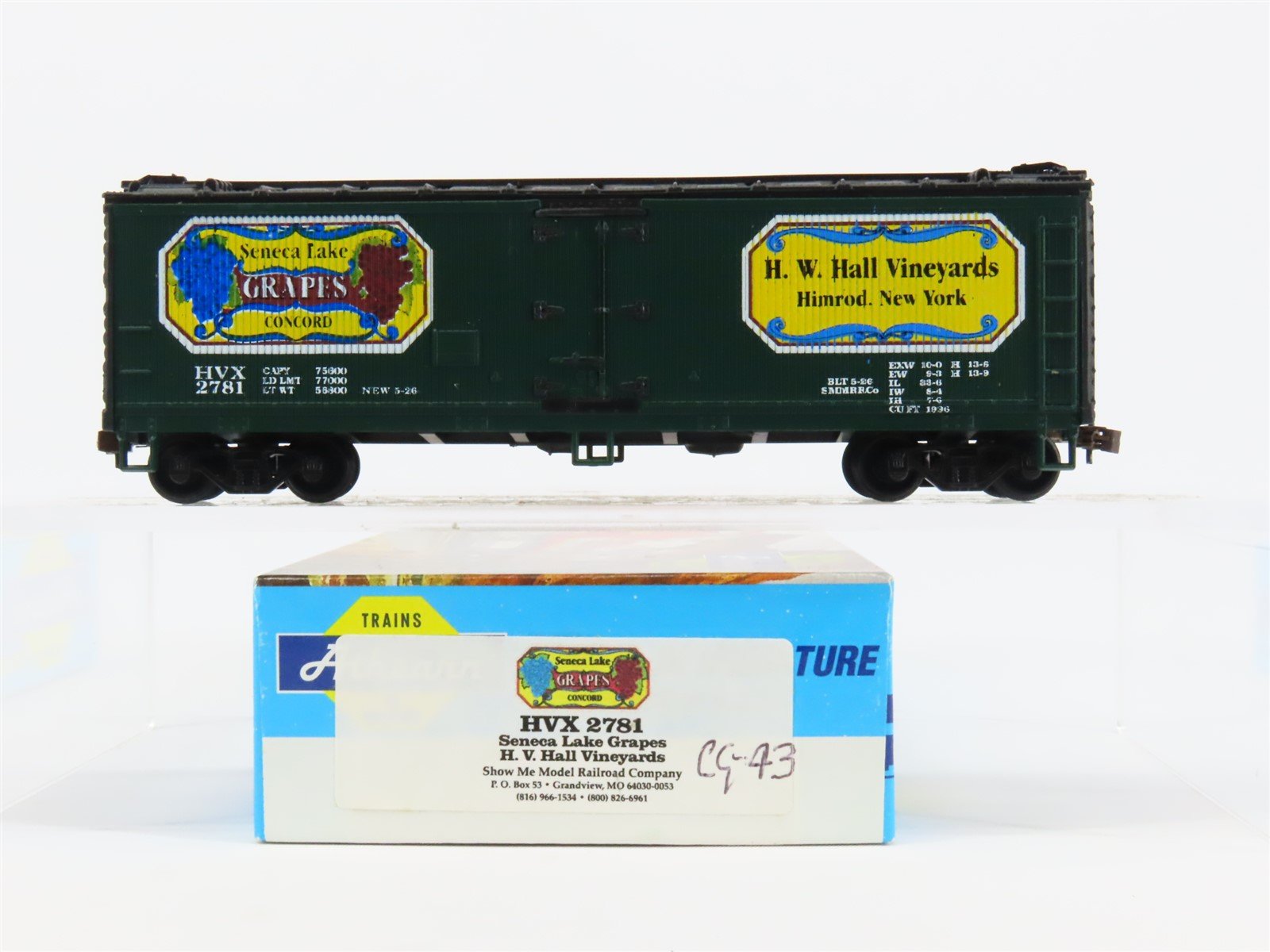 HO Scale Athearn HVX Seneoa Lake Grapes 40' Wood Reefer Car #2781 Pro Custom