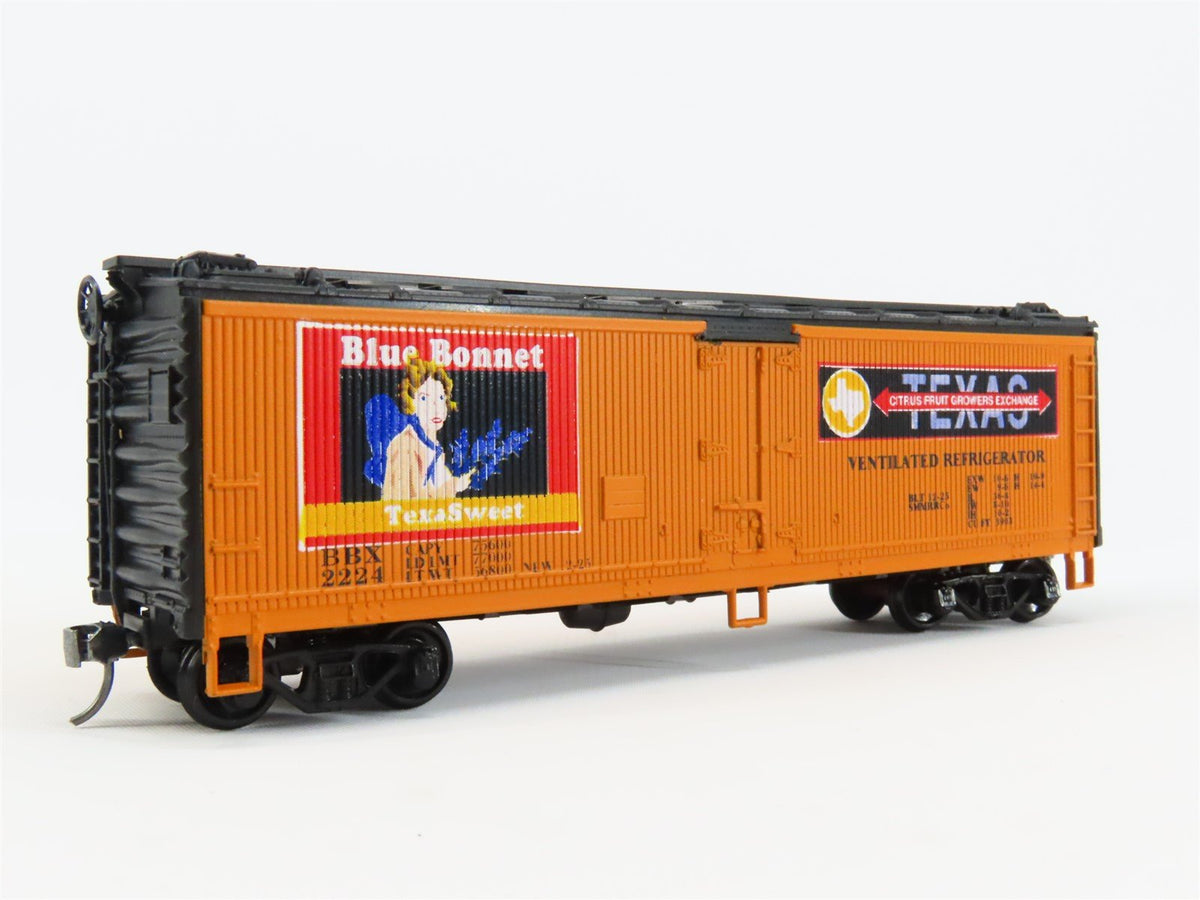 HO Scale Athearn BBX Blue Bonnet 40&#39; Wood Reefer Car #2224 Pro Custom