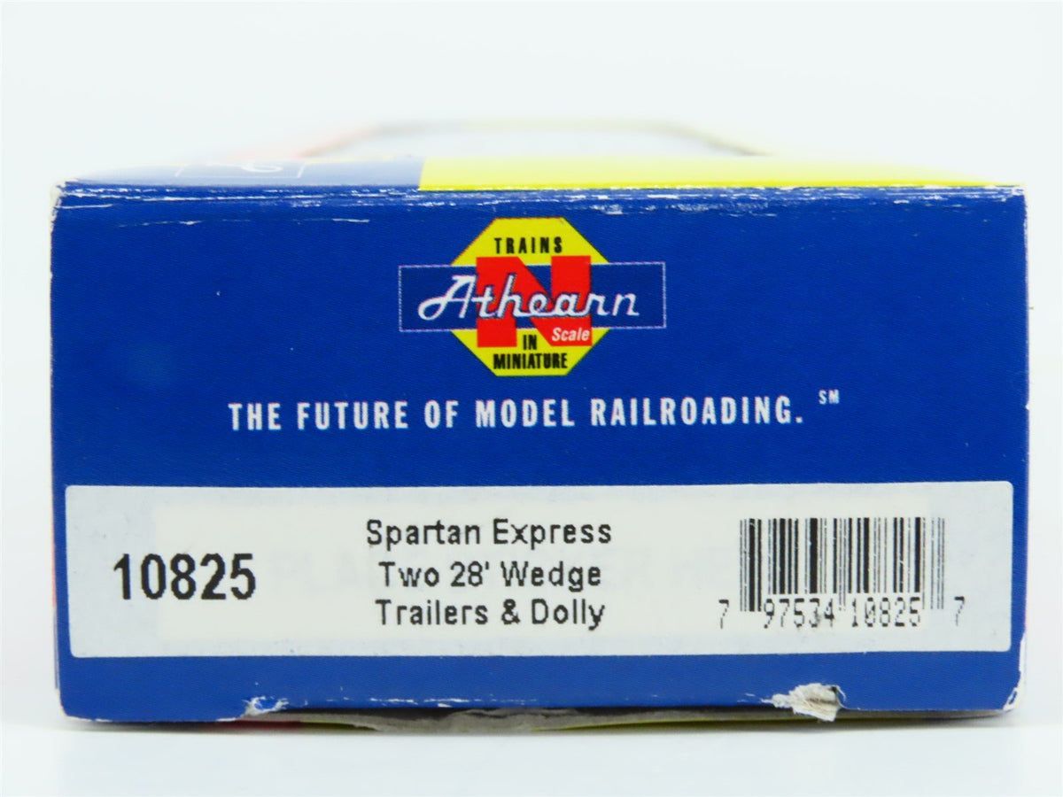 N Scale Athearn 10825 Spartan Express Two 28&#39; Wedge Trailers &amp; Dolly