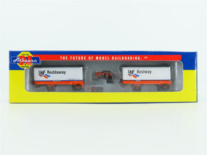 N Scale Athearn 10824 USF Reddaway / Bestway Two 28' Wedge Trailers & Dolly