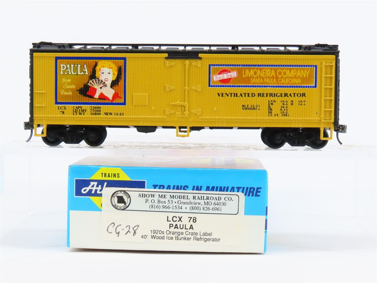 HO Scale Athearn ICX Paula Limoneira 40&#39; Wood Reefer Car #78 Pro Custom