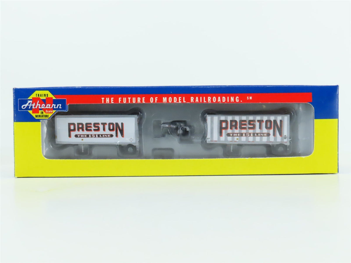 N Scale Athearn 10827 Preston The 151 Line 28&#39; Wedge Trailers &amp; Dolly