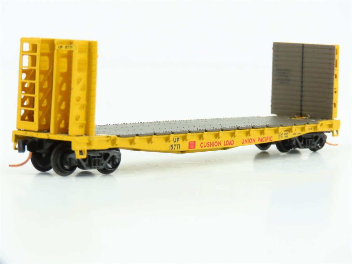 N Scale Athearn 10891 UP Union Pacific Railroad 53&#39; Bulkhead Flat Car #15771