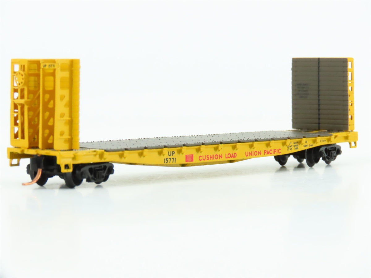 N Scale Athearn 10891 UP Union Pacific Railroad 53&#39; Bulkhead Flat Car #15771