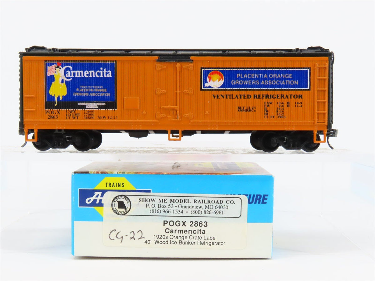 HO Scale Athearn POGX Carmencita 40&#39; Wood Reefer Car #2863 Pro Custom