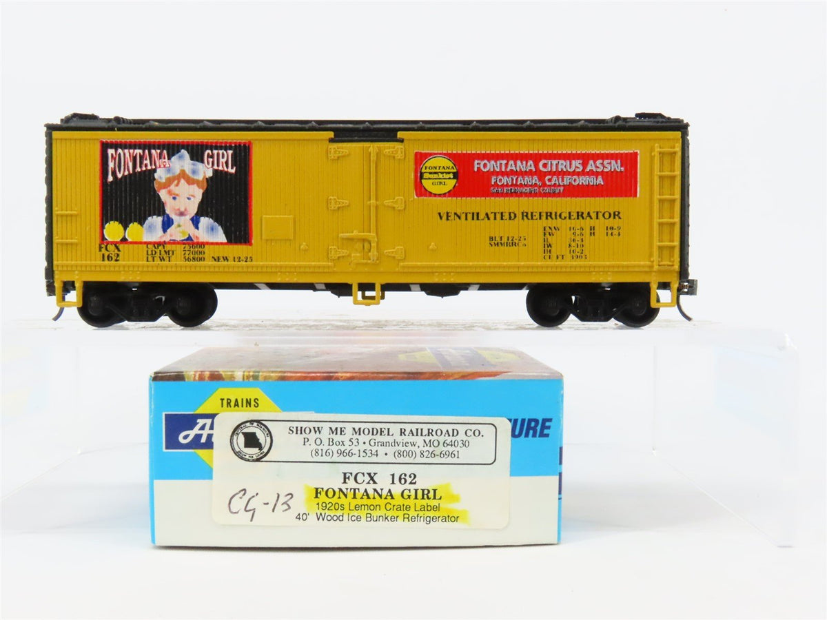 HO Scale Athearn FCX Fontana Girl 40&#39; Wood Reefer Car #162 Pro Custom