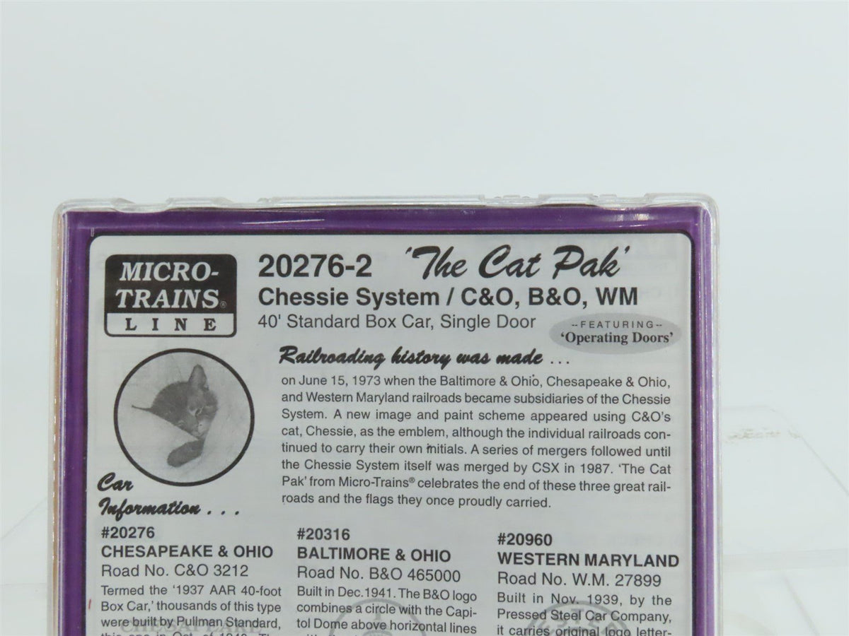 N Scale Micro-Trains MTL 20276-2 &quot;The Cat Pak&quot; Chessie System 40&#39; Box Car 3-Pack