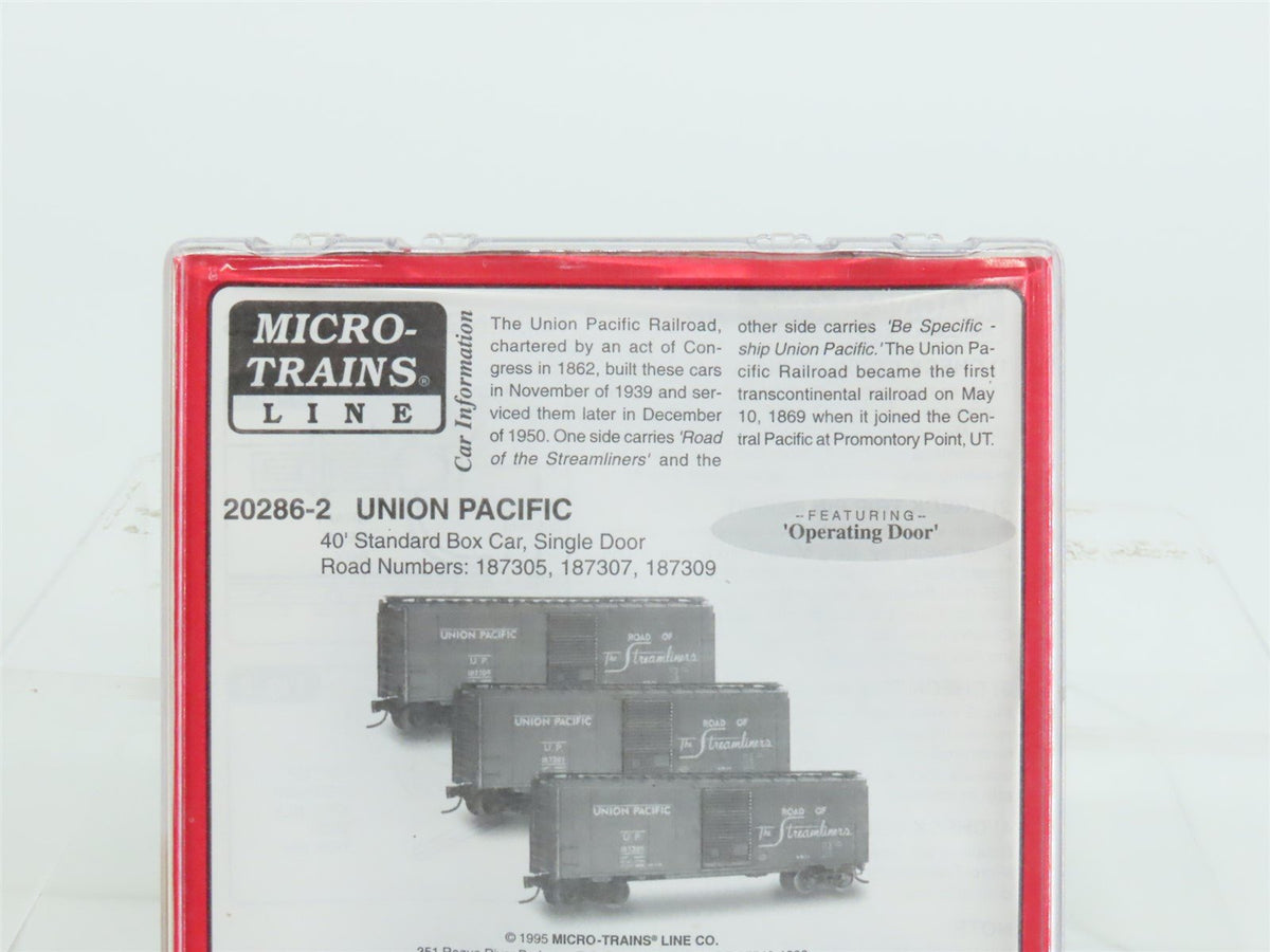 N Scale Micro-Trains MTL 20286-2 UP Union Pacific Railroad 40&#39; Box Car 3-Pack