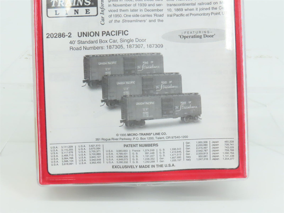 N Scale Micro-Trains MTL 20286-2 UP Union Pacific Railroad 40&#39; Box Car 3-Pack