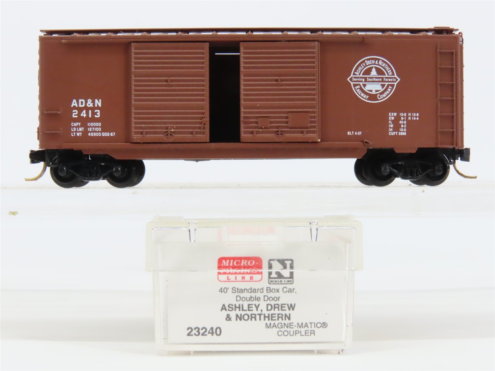 N Scale Micro-Trains MTL 23240 ADN Ashley Drew & Northern 40' Boxcar #2413
