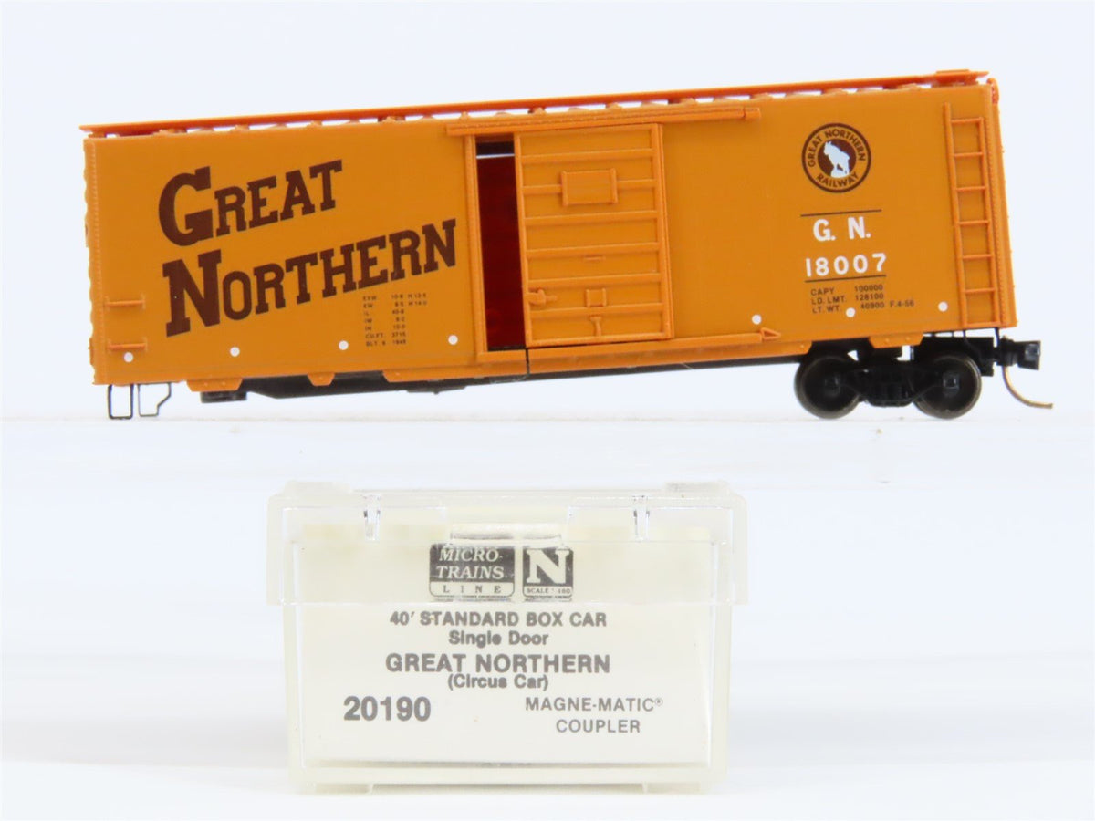 N Scale Micro-Trains MTL 20190 GN Great Northern 40&#39; Standard Boxcar #18007