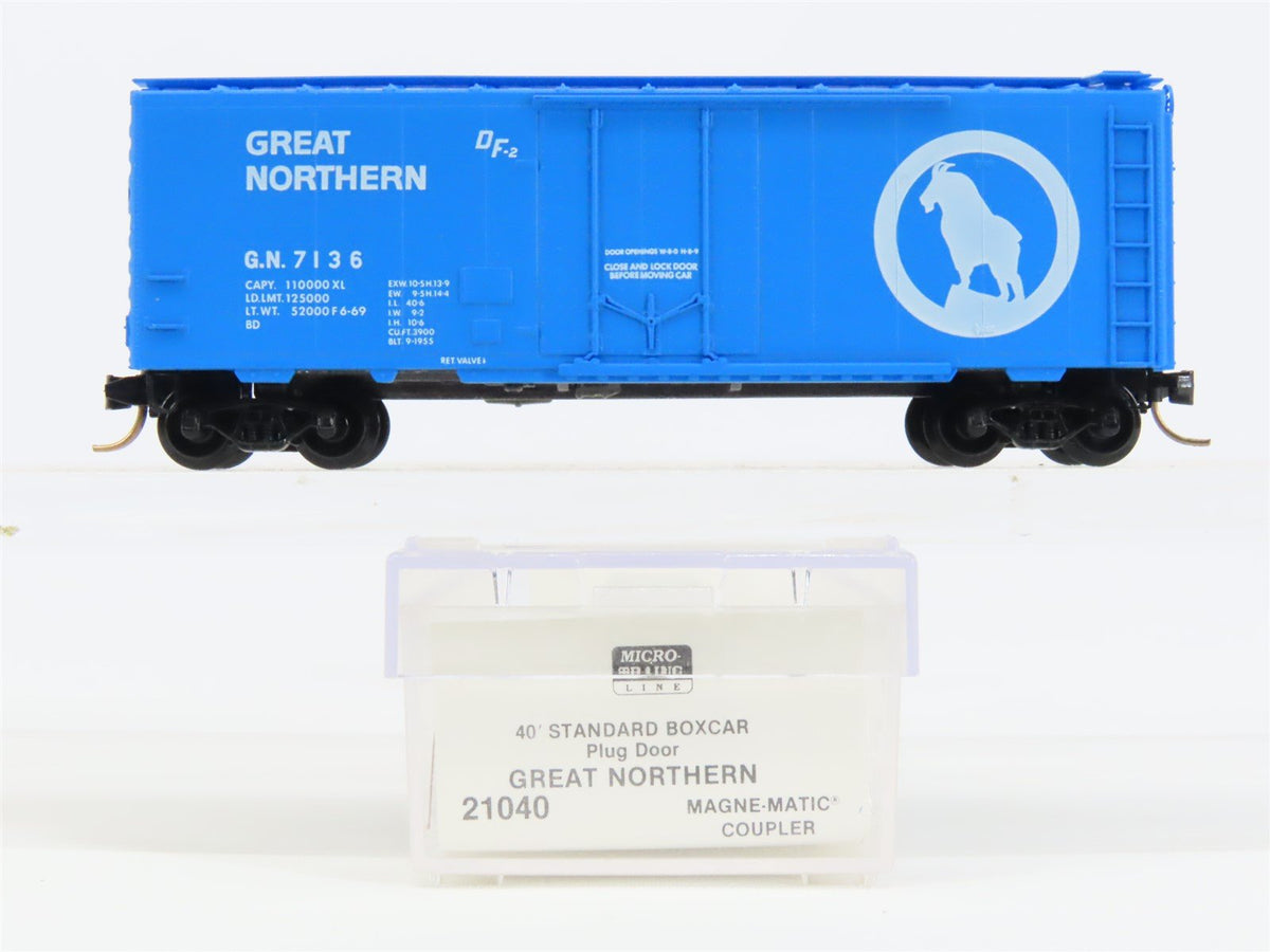 N Scale Micro-Trains MTL 21040 GN Great Northern Big Sky Blue 40&#39; Boxcar #7136