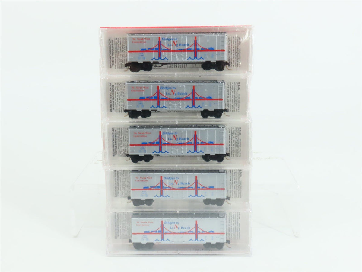 N Micro-Trains MTL NTK Ntrak &#39;96 &quot;Bridges to Long Beach&quot; Box Car 5-Pack Sealed