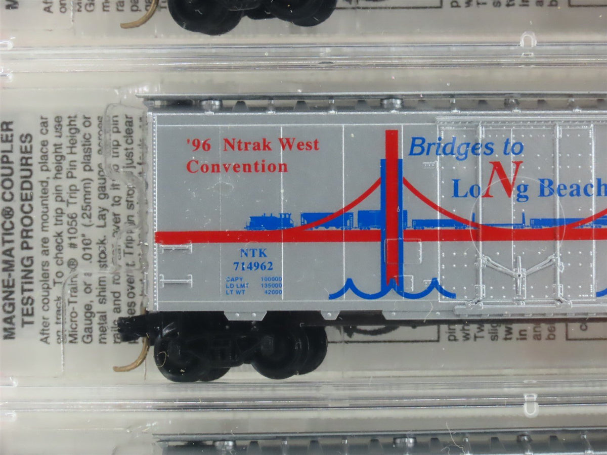 N Micro-Trains MTL NTK Ntrak &#39;96 &quot;Bridges to Long Beach&quot; Box Car 5-Pack Sealed