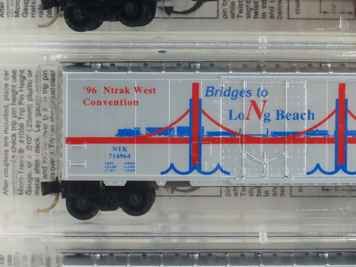 N Micro-Trains MTL NTK Ntrak &#39;96 &quot;Bridges to Long Beach&quot; Box Car 5-Pack Sealed