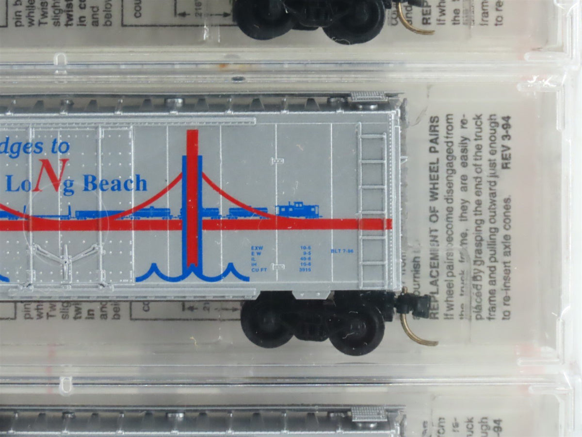 N Micro-Trains MTL NTK Ntrak &#39;96 &quot;Bridges to Long Beach&quot; Box Car 5-Pack Sealed