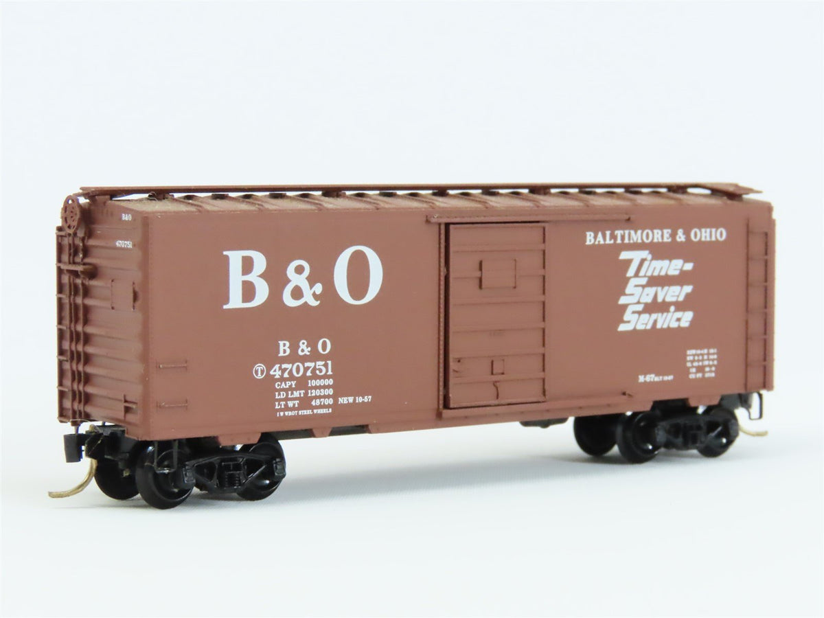 N Micro-Trains MTL 20346/2 B&amp;O Baltimore &amp; Ohio &quot;Time Saver&quot; 40&#39; Boxcar #470751