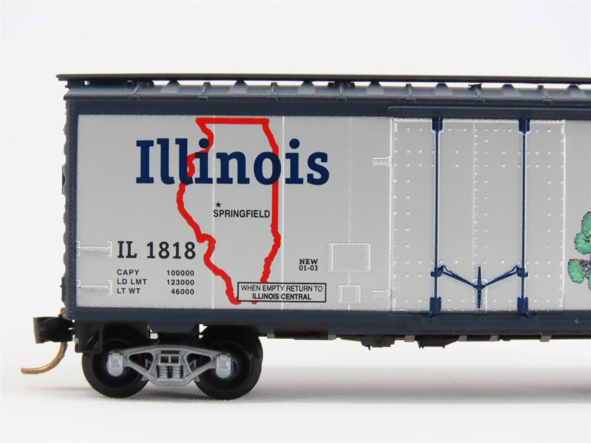 N Micro-Trains MTL 21320 IL Illinois State 40&#39; Standard Plug Door Boxcar #1818