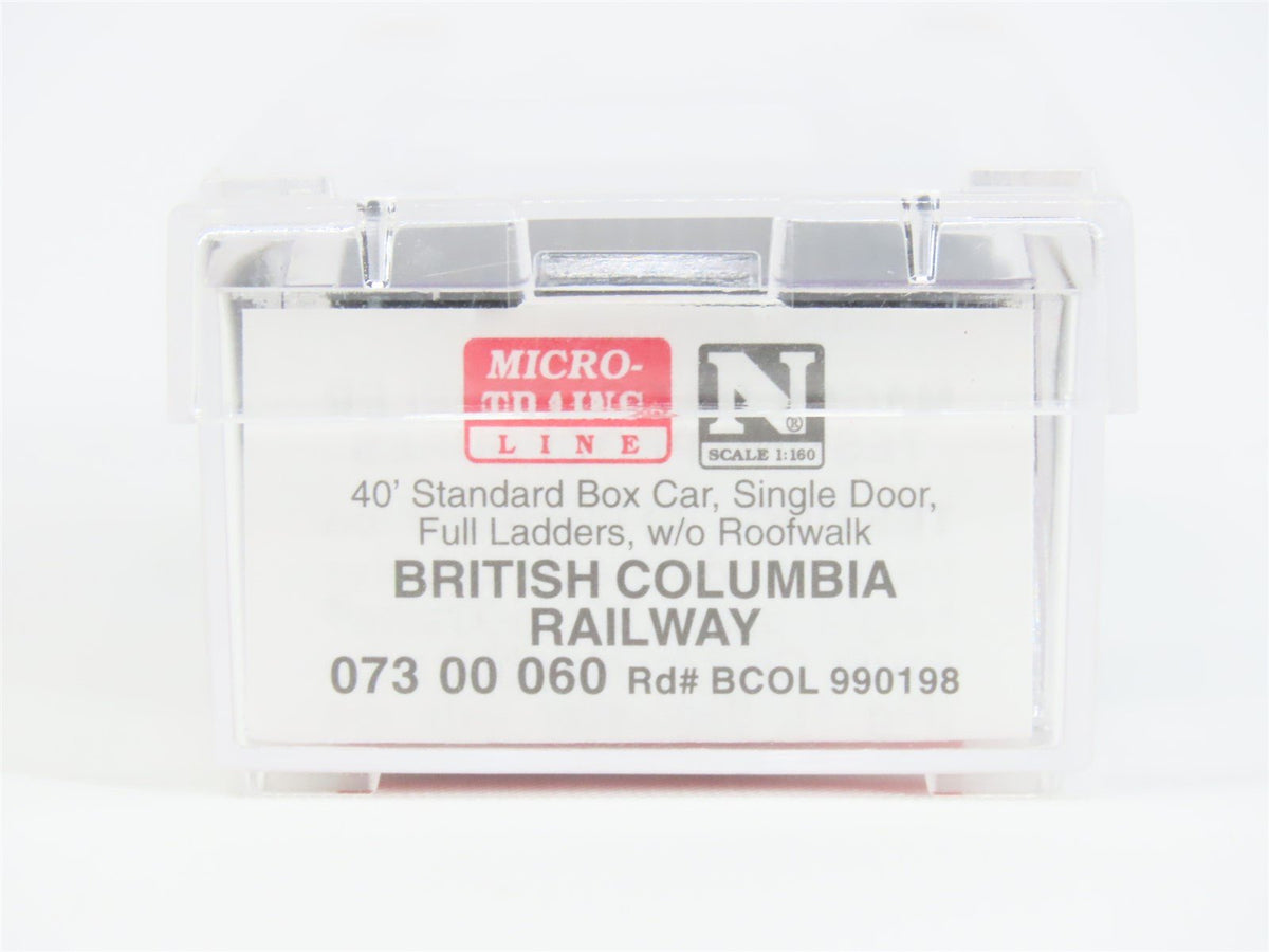 N Micro-Trains MTL 07300060 BCOL British Columbia 40&#39; Standard Boxcar #990198