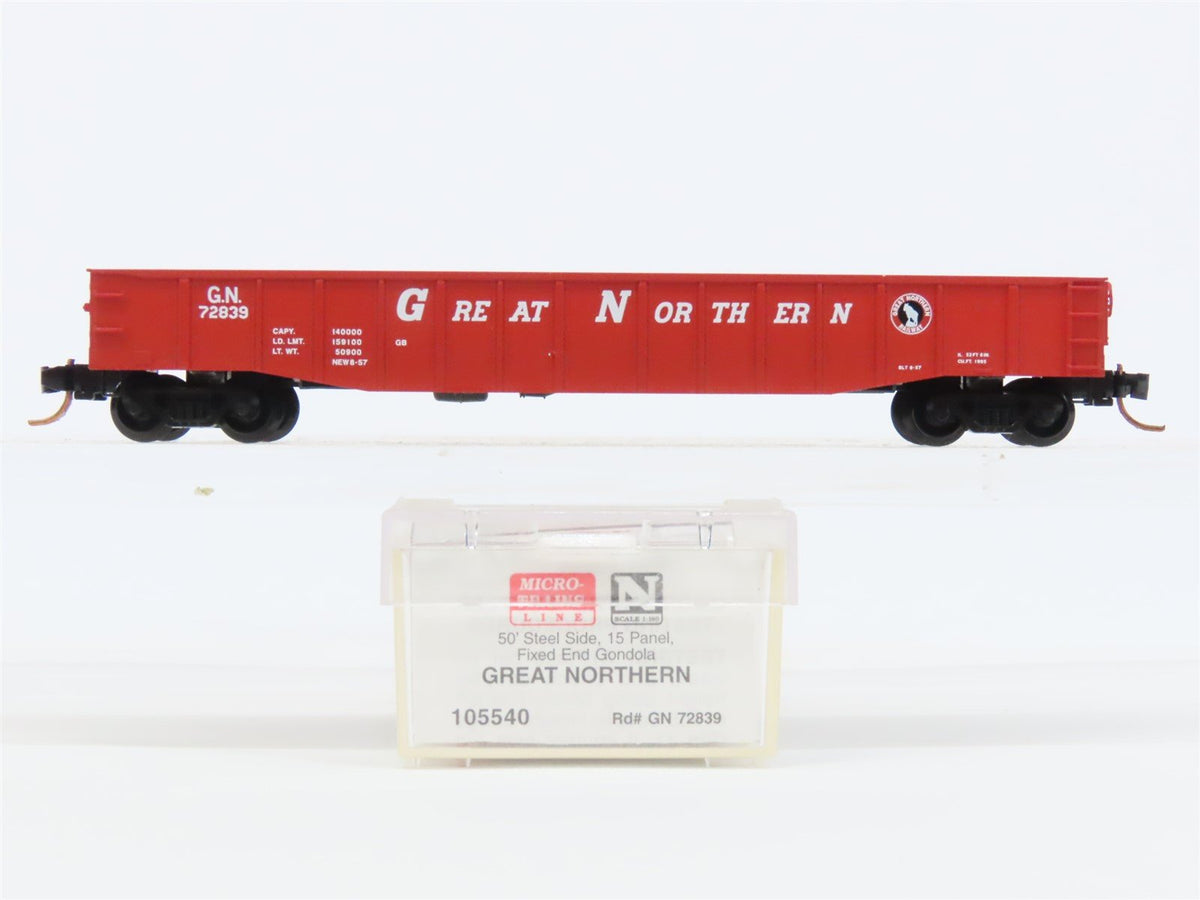 N Scale Micro-Trains MTL 105540 GN Great Northern 50&#39; Gondola Car #72839