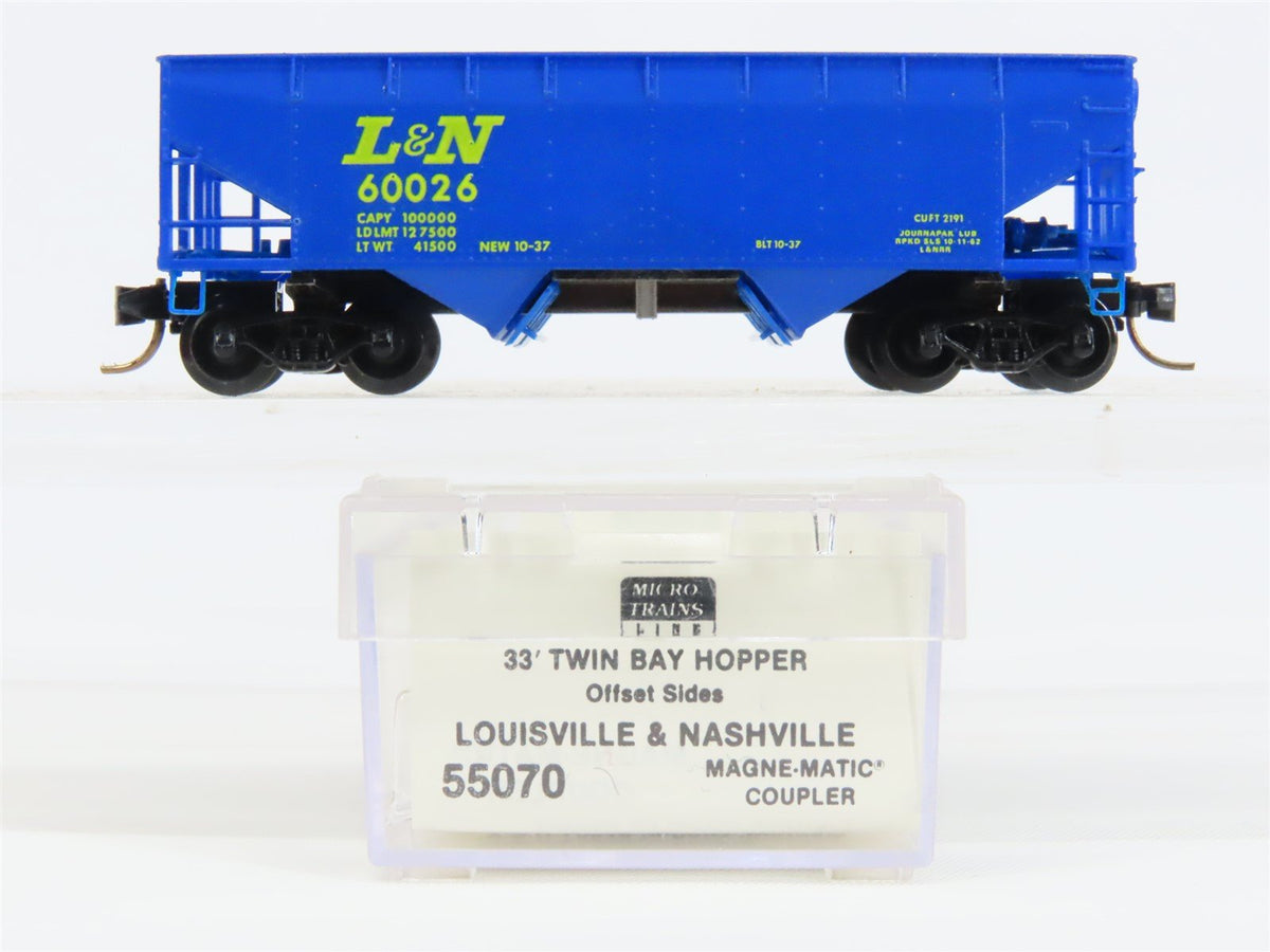 N Scale Micro-Trains MTL 55070 L&amp;N Louisville &amp; Nashville 2-Bay Hopper #60026