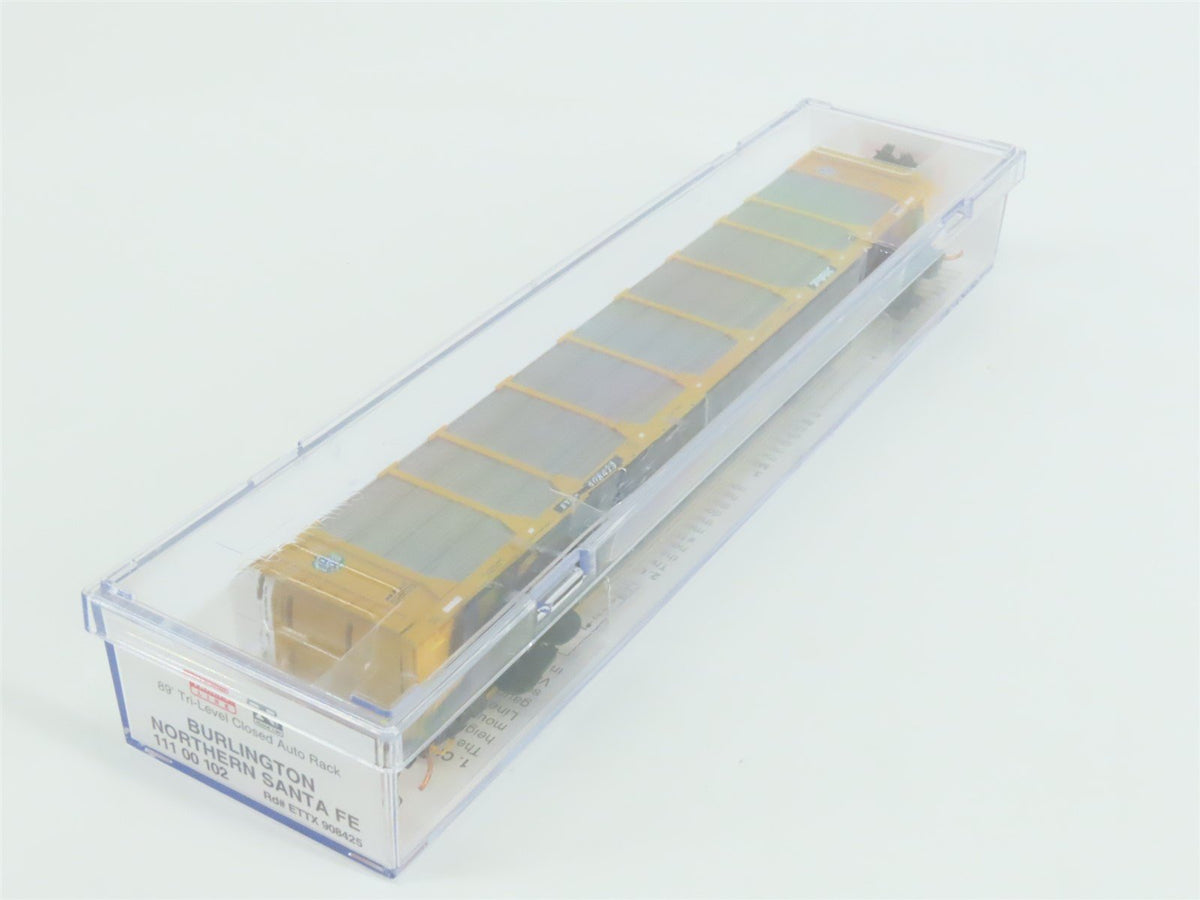 N Micro-Trains MTL 11100102 BNSF ETTX 89&#39; Tri-Level Closed Auto Rack #908425