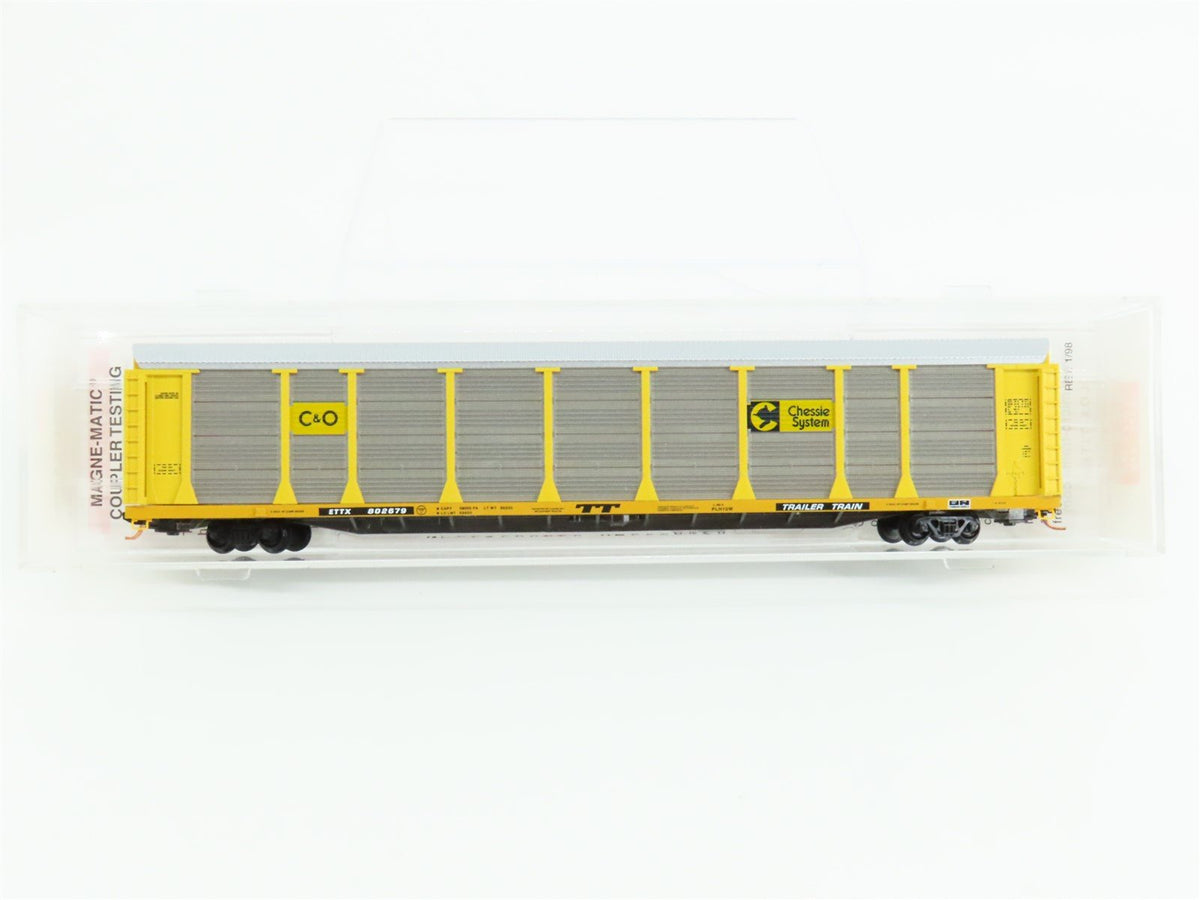 N Micro-Trains MTL 11100040 C&amp;O Chessie ETTX 89&#39; Tri-Level Auto Rack #802679