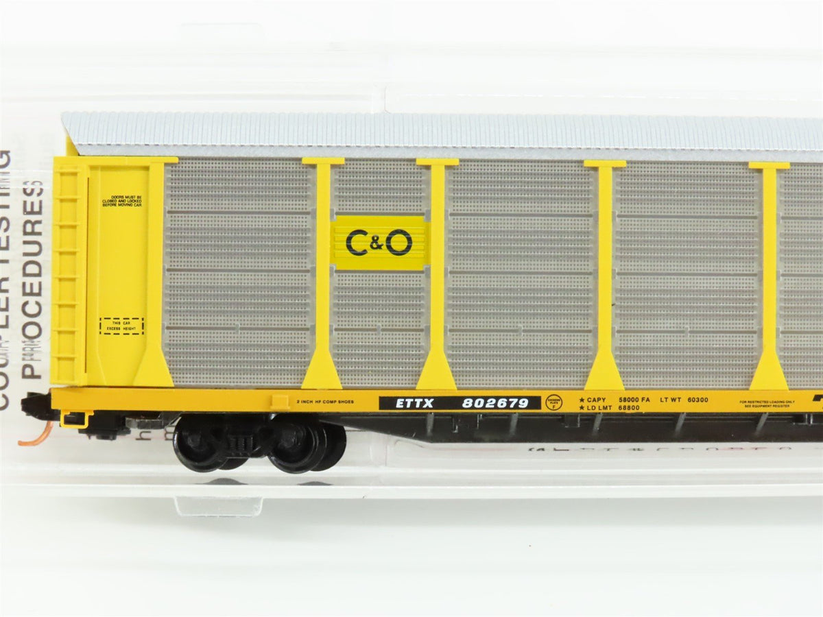 N Micro-Trains MTL 11100040 C&amp;O Chessie ETTX 89&#39; Tri-Level Auto Rack #802679