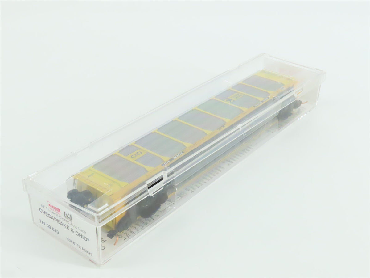 N Micro-Trains MTL 11100040 C&amp;O Chessie ETTX 89&#39; Tri-Level Auto Rack #802679