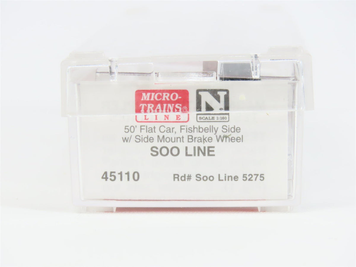 N Scale Micro-Trains MTL 45110 SOO Line 50&#39; Fishbelly Side Flatcar #5275