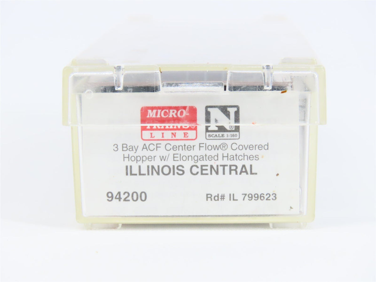 N Scale Micro-Trains MTL 94200 IC Illinois Central 3-Bay ACF Hopper Car #799623