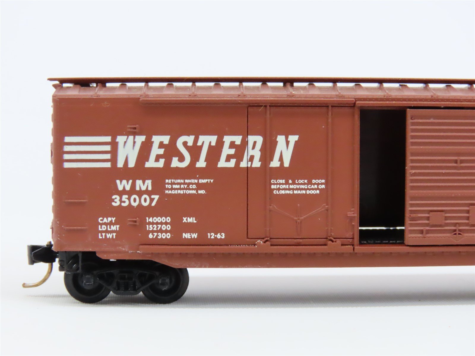 N Micro-Trains MTL/Kadee 33070 WM Western Maryland 50' Plug Door Boxcar #35007
