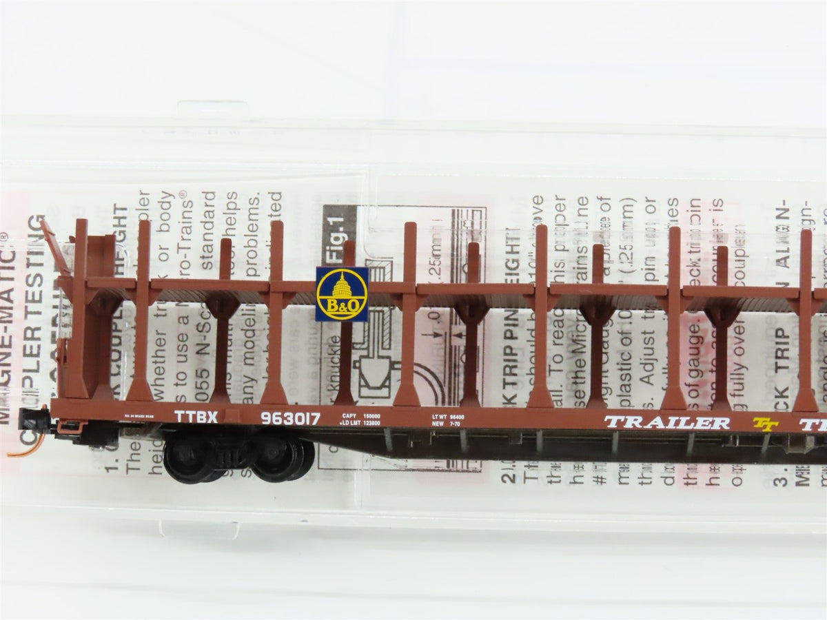 N Scale Micro-Trains MTL 112510 TTRX B&amp;O 89&#39; Bi-Level Open Auto Rack #963017