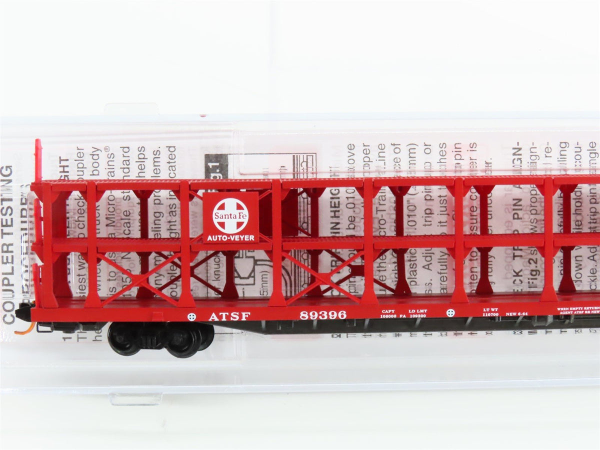 N Micro-Trains MTL 11200051 ATSF Santa Fe 89&#39; Tri-Level Open Auto Rack #89396