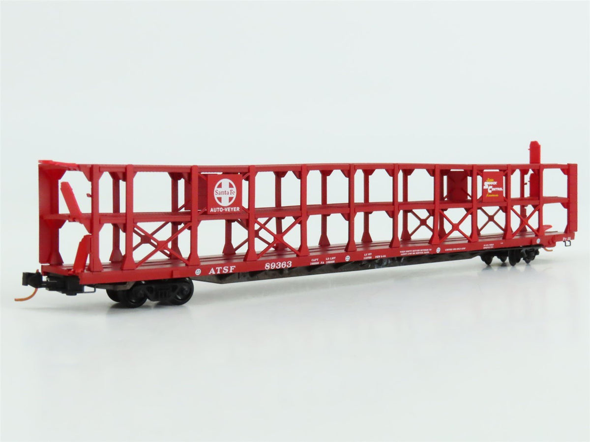 N Micro-Trains MTL 11200052 ATSF Santa Fe 89&#39; Tri-Level Open Auto Rack #89363