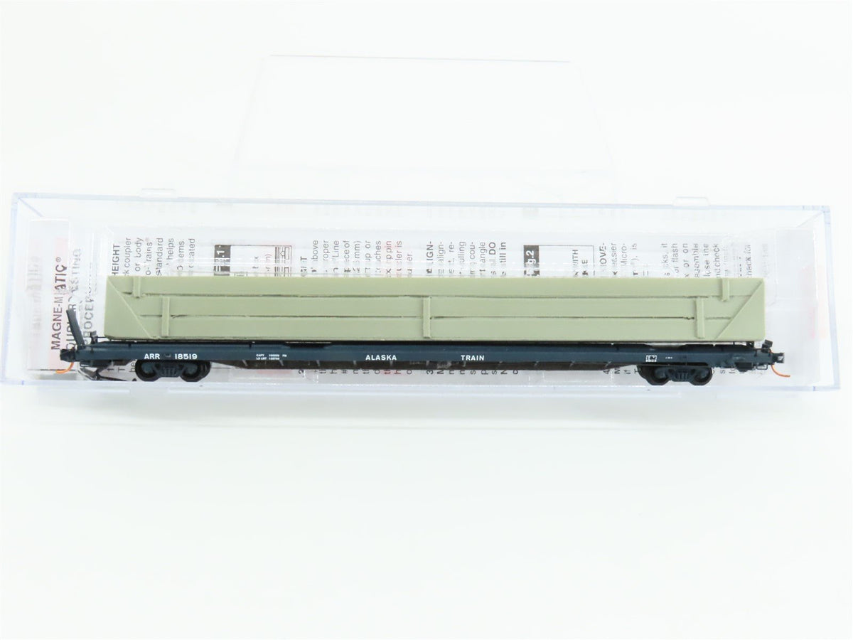 N Micro-Trains MTL 07100080 ARR Alaska Railroad 89&#39; 4&quot; Flat Car #18519 w/ Load