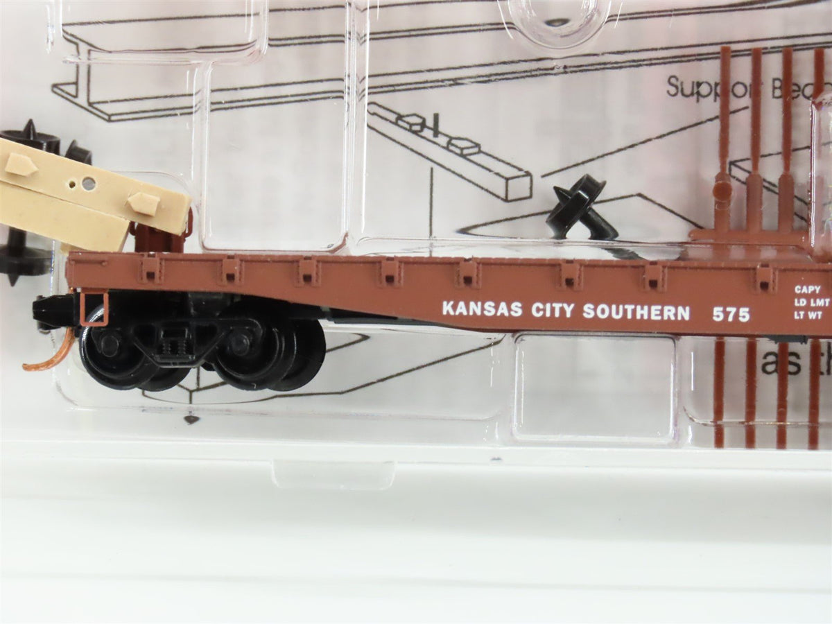N Scale Micro-Trains MTL 04500290 Two KCS 50&#39; Flat Cars #575 &amp; #583 w/ Beam Load